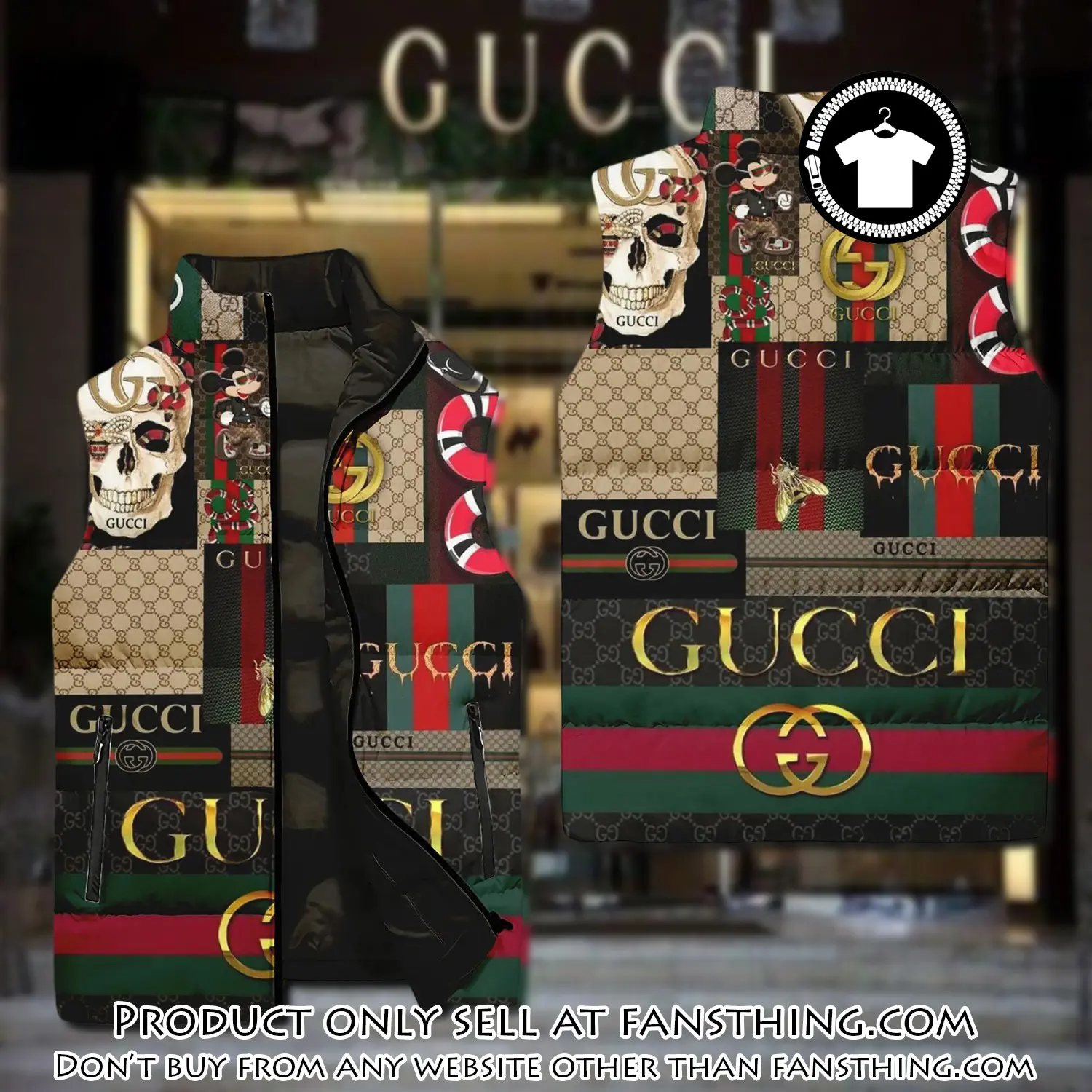 Gucci all pattern luxury brand 3d sleeveless down jacket fst0505810